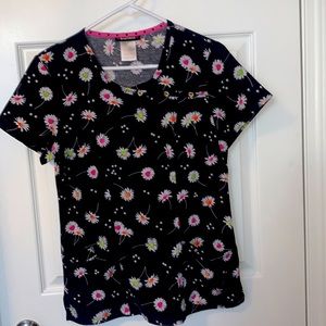 Size small daisy flower scrub top